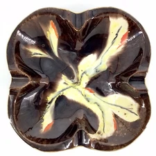 Vintage West German Cigar Ashtray Brown Orange Ceramic MCM West Germany