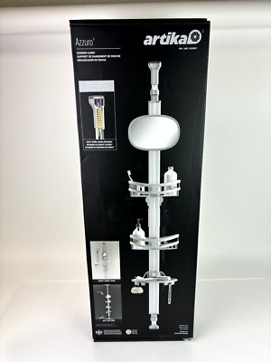 Artika Azzuro Tension Rod Shower Caddy Organizer with Mirror Stainless Steel NEW