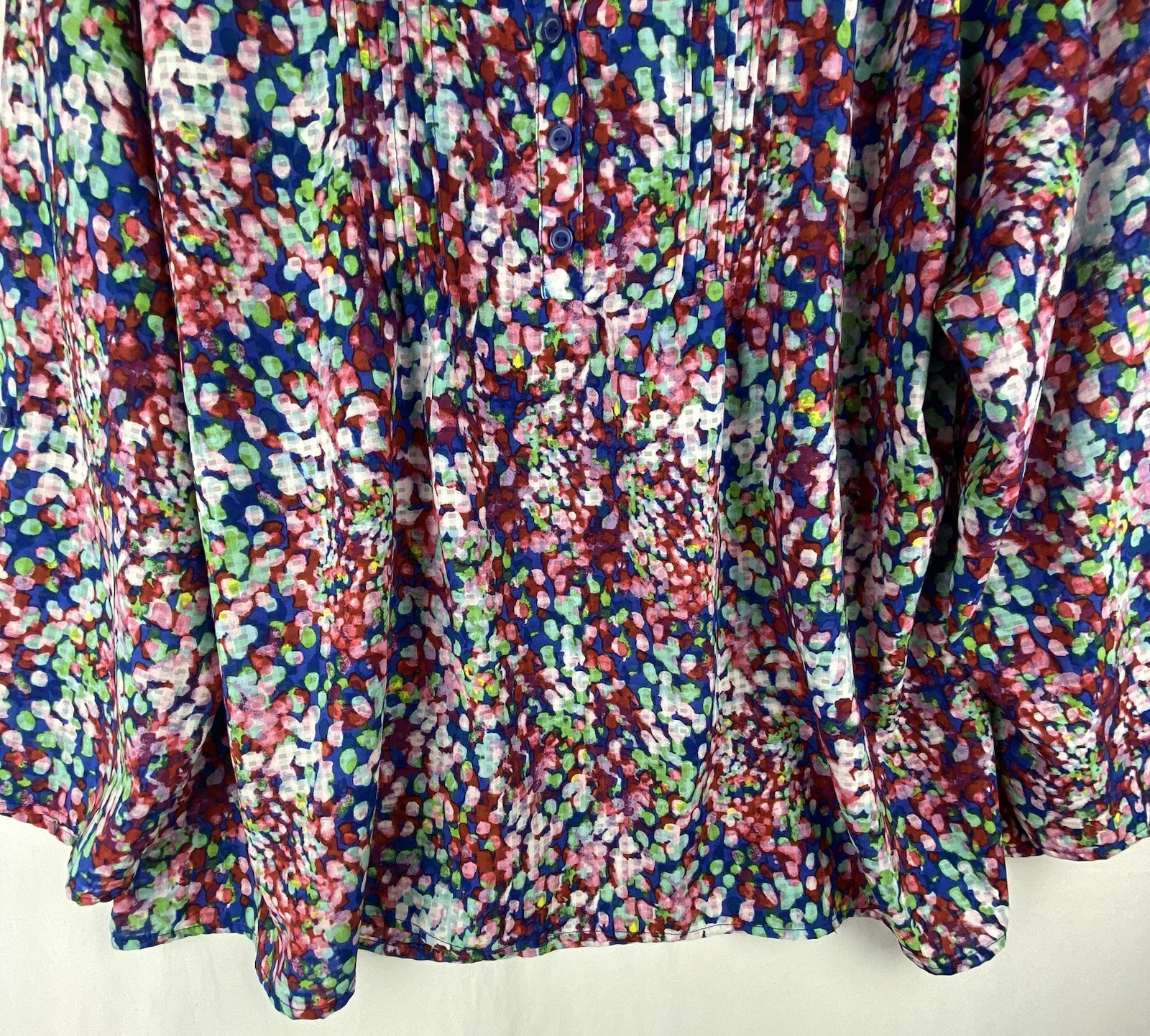 Notations Blouse Women's 3X Split Button Neck Ple… - image 3