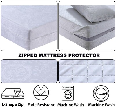 VOLLSTÄNDIG geschlossener Matratzenbezug mit Reißverschluss Schutz Anti-Allergie Doppel & Kingsize