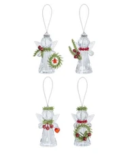 Set of 4 Teeny ANGEL MISTLETOE Kissing Krystals Christmas Ornaments by Ganz
