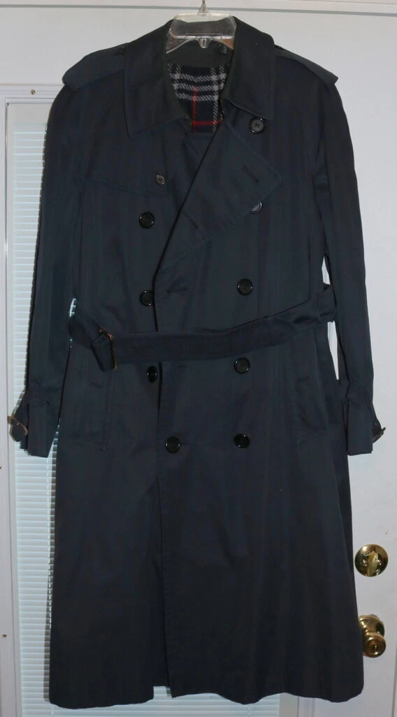 Vintage BURBERRY Trench Coat Mens Blue Raincoat Burberrys' Of London  w/Lining