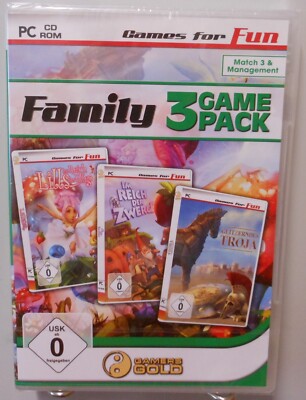 Family Game Pack PC Spiel Software CD-ROM 3 spannende Versionen Management #T464