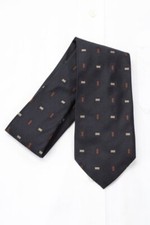 Hugo Boss Necktie Mens Black Silk Tie Geometric Classic Business Office Italy