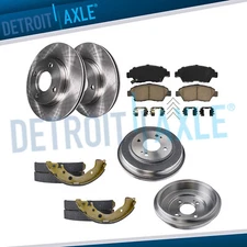 Front Disc Rotors and Pads Rear Brake Drums and Shoes for 2009 - 2013 Honda Fit