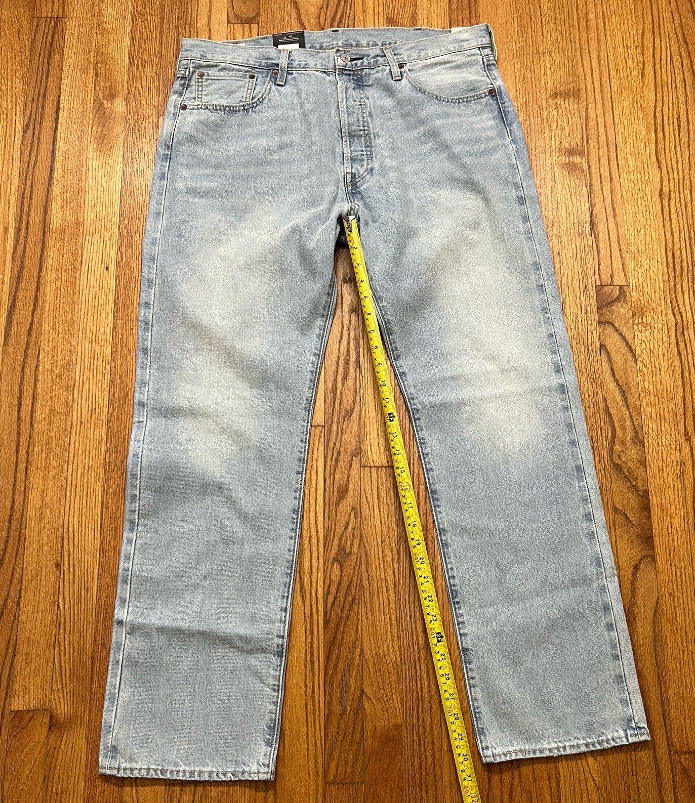 Levi's® Premium 501® Original Fit Selvedge Light Wash Big "E" Men's Size 38x32 image 6
