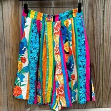 Vintage Eva Colorful Multi Print High Waist Shorts