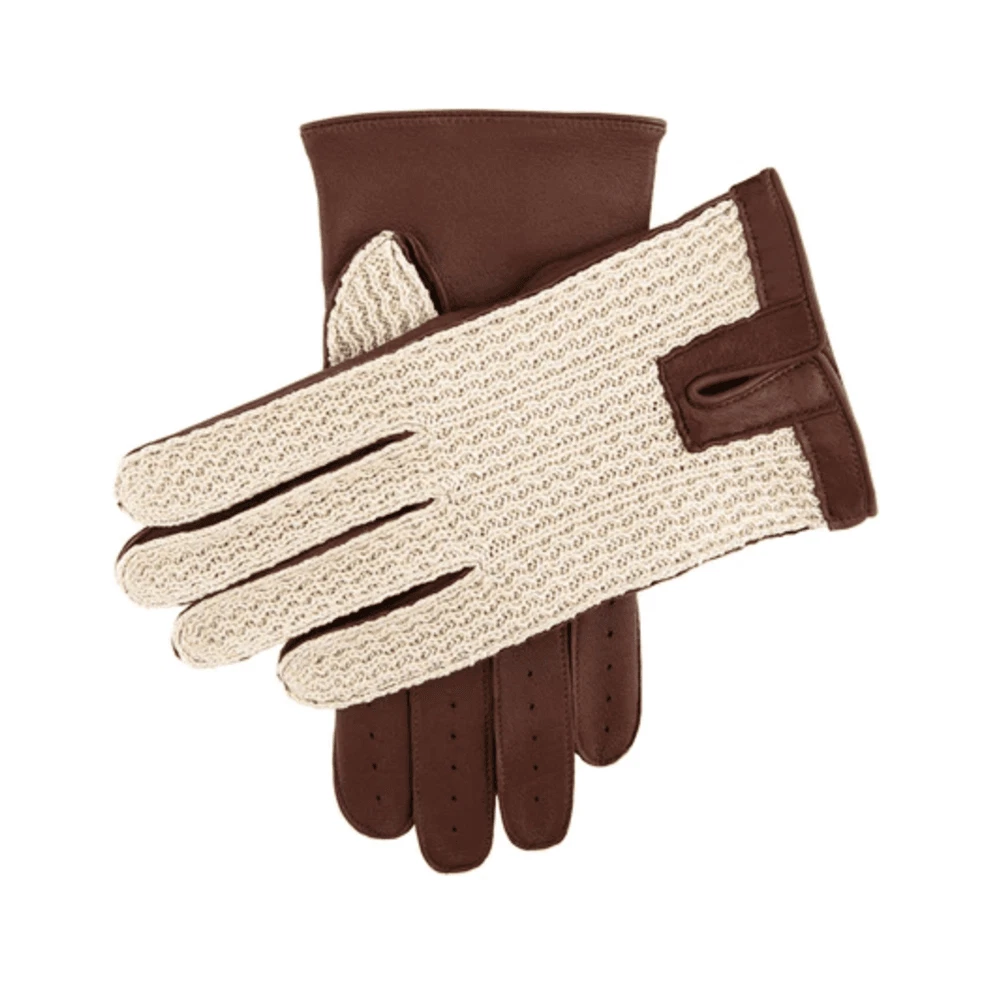 Dents Lancaster Crochet Back Leather Driving Gloves ENGLISH TAN