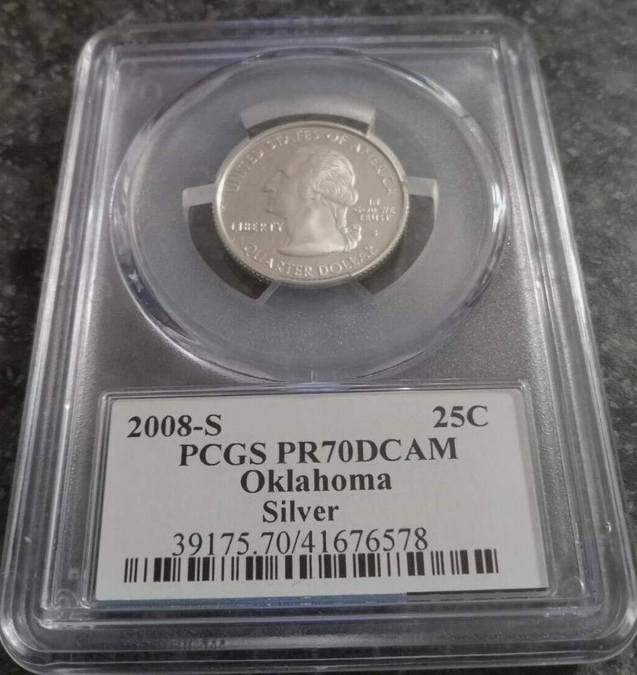 :2008-S S25C OKLAHOMA STATE QUARTER PCGS PR 70 DCAM SILVER RARITY R3 TOP-POP - Image 2 of 2