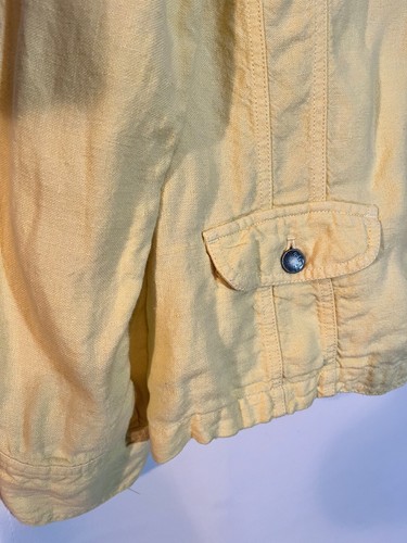 J. Jill 100% Linen Yellow Utility Cargo Button Front Jacket XL - Picture 3 of 6