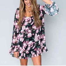 Show Me Your MuMu size Medium Margot Mini Floral long sleeve dress