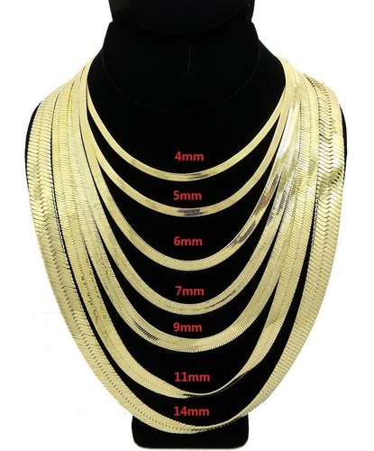 Collar Cadena Espiga Chapado en Oro 14k 3mm a 14mm Ancho 16" 18" 20" 24" 30" - Imagen 2 de 5