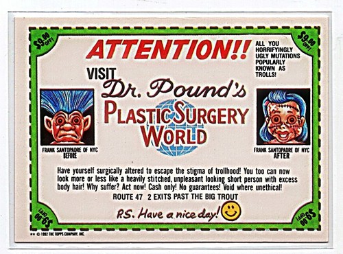1992 TOPPS TRASH CAN TROLLS SINGLE STICKER TRADING CARDS - WITH FREE SHIPPING! - Picture 29 of 227