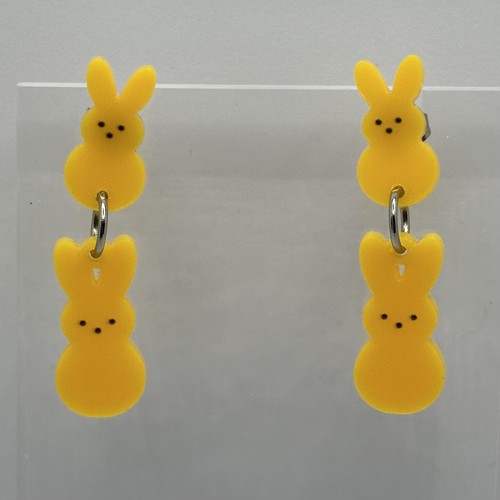Pick colour pastel Easter bunny stud earrings. 4 cm - 7 cm long studs. - Picture 2 of 44