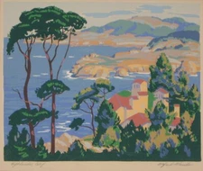 Rare Vintage Alfred Wands Serigraph "Highlands, Calif."