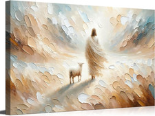 Jesus Leaves the 99 Sheep Canvas Wall Art Christian Jesus God Savior Wall Decor