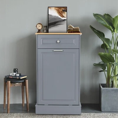 ECLIFE Kitchen Storage Cabinet Buffet Sliding Drawer Trash Can Holder