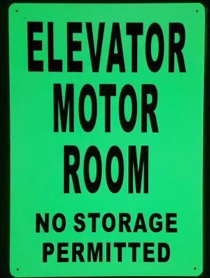 ELEVATOR MOTOR ROOM SIGN GLOW IN THE DARK (HEAVY DUTY,ALUMINUM ..-REF24-1027