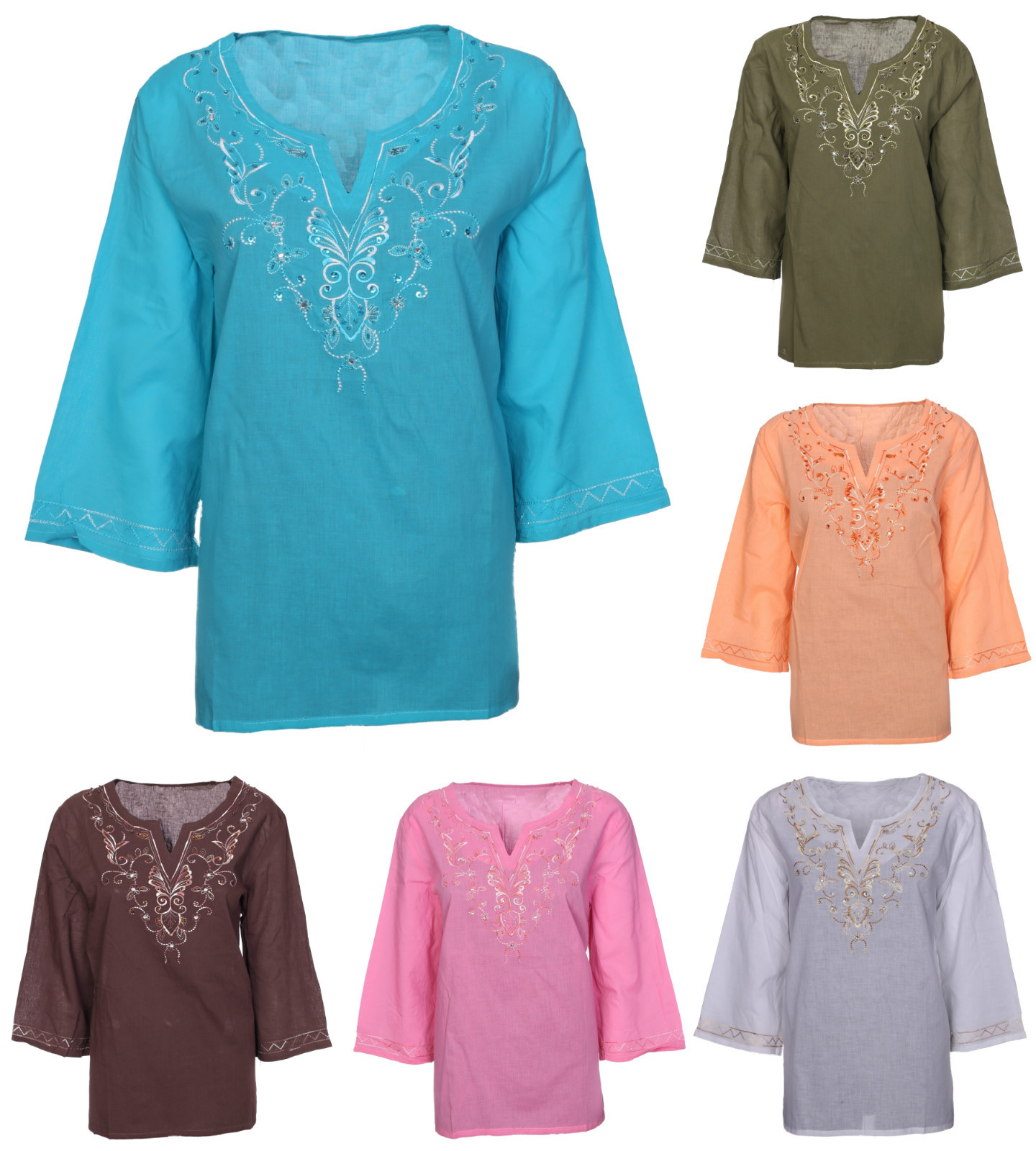 Womens Plus Size 18-24 Tunic Tops Shirts Blouse Slit Side Kurti |