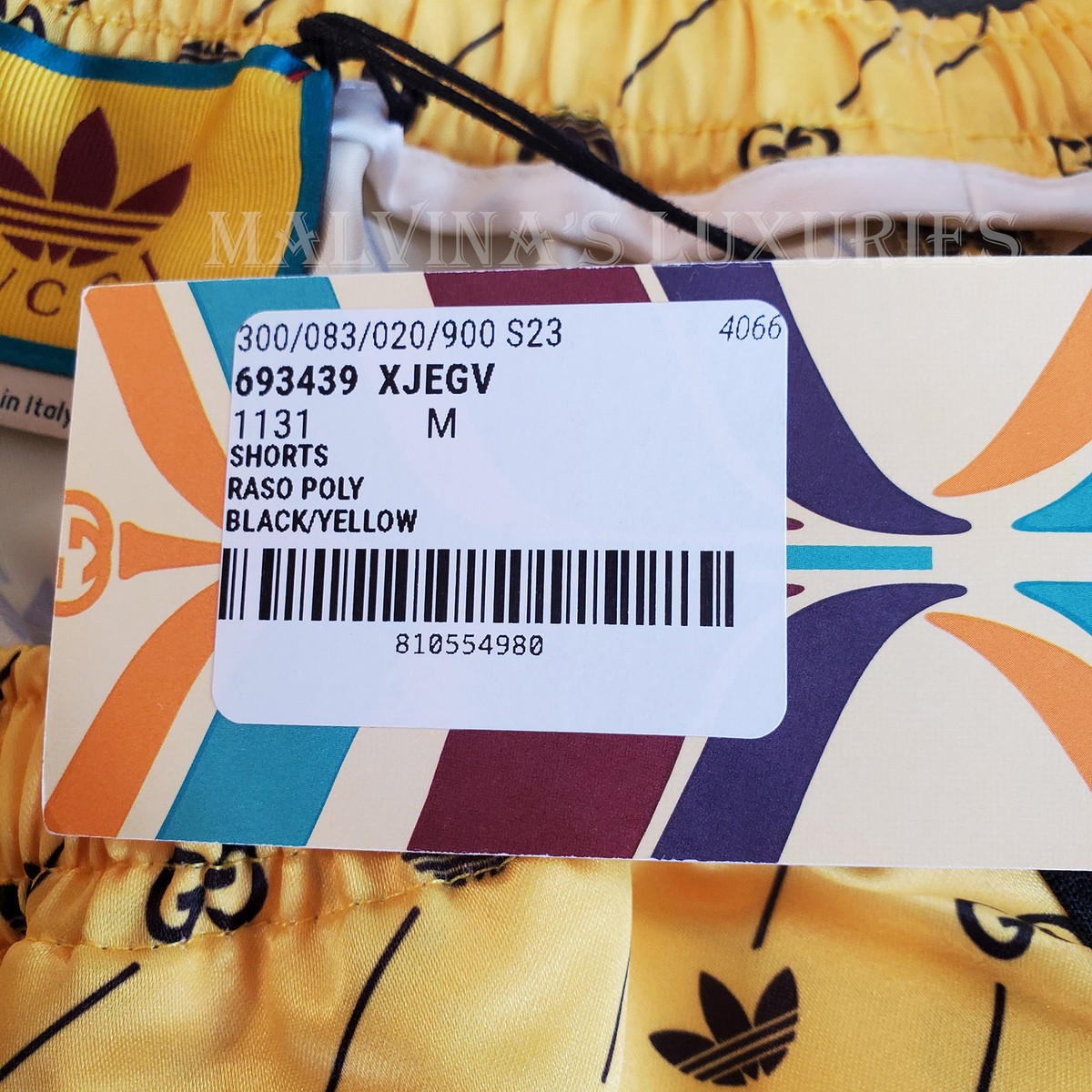 GUCCI SHORTS X ADIDAS TREFOIL INTERLOCKING GG LOGO YELLOW w GUCCI SHORTS X ADIDAS TREFOIL INTERLOCKING GG LOGO YELLOW w