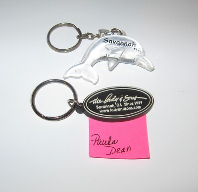 SAVANNAH  SOUVENIR KEY CHAINS - TWO - PAULA'S PLACE YUM YUM, UNUSED, ESTATE