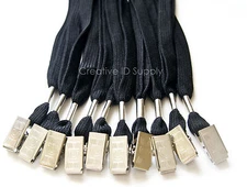 WHOLESALE 100 PCS ID LANYARD ID BADGES NECK STRAP WITH BULLDOG CLIP BLACK