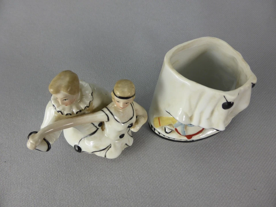 BOX ART DECO BALLERINI PIERROT E PIERRETTE VALENTIN COLOMBINE CERAMICA 634 - Immagine 3 di 4