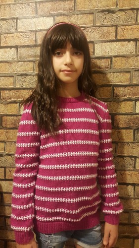 Knit Striped Pink Sweater Girls Crochet Wool Jumper Fall Winter Boys Cardigan - Picture 2 of 11
