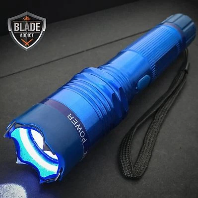 J-TAC Metal Military Stun Gun 230MV LED Flashlight + Carry Case BLUE Tactical Tool