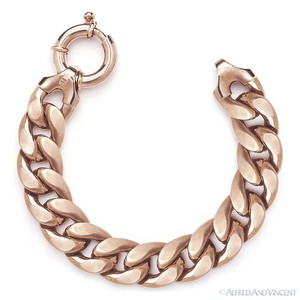 Authentic 15mm Thick Cuban Curb Link Italian Chain Bracelet in .925 Italy Sterling Silver