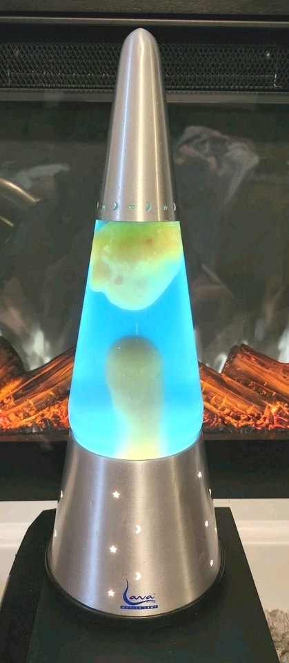 A tested, working vintage Wizard lava lamp with the original globe — a complete, functioning classic that's increasingly hard to find intact.