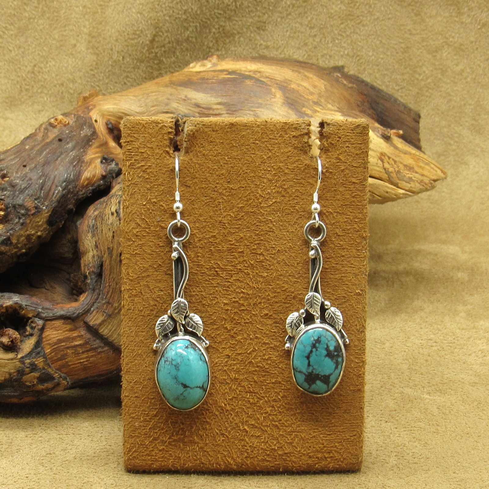 Dangle Sterling Silver Turquoise Wire Earrings - image 1