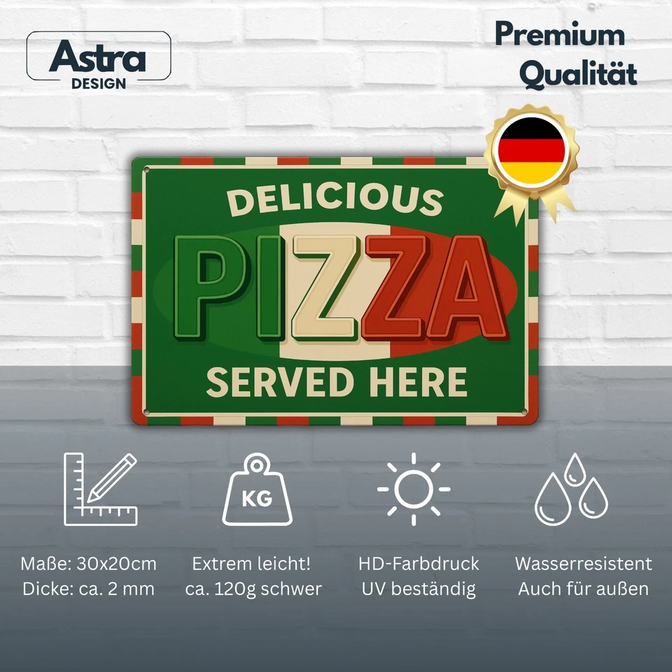 Pizza Restaurant Schild Blechschild | 20x30cm | Metallschild Dekoschild - Bild 4 von 4
