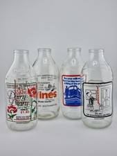 4 Vintage Unigate Milk Bottles Dairy Diary Vines Milkman Humphreys Advertising