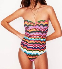 Image of Boden Andros Bandeau Swimsuit Abstract Size 16 Regular Non Wired Padded Control