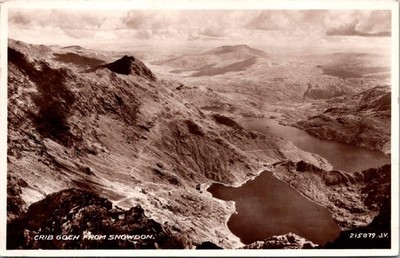 Crib Goch From Snowdon Mountain Lake Scenic View Real Photo Postcard