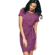 DVF Diane von Furstenberg Zoe Red Blue Camo Leopard Print Faux Wrap Dress Sz 6