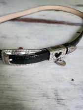 Brighton Black Leather Belt Silver Heart Buckle Charm Women's Size 28/S