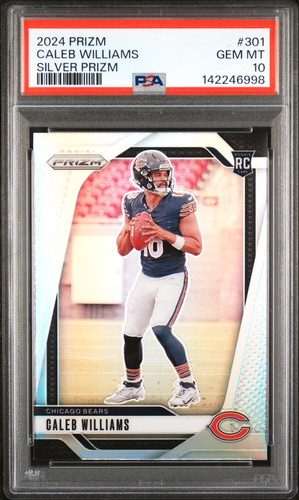 CALEB WILLIAMS 2024 PRIZM SILVER ROOKIE RC #301 PSA 10 GEM MINT! SN#142246998