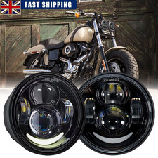2x LED Scheinwerfer 4,65" für Harley Dyna Fat Bob FXDF DRL Fern/Abblendlicht