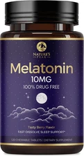 Melatonin 10Mg Fast Dissolve Supplements, Sleep Support Supplement for Adults -