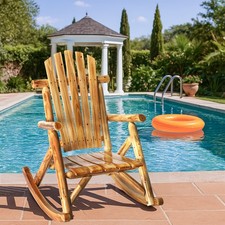 1PCS 26" In/Outdoor Wood Adirondack Rocker Patio Chair with Rustic High Back