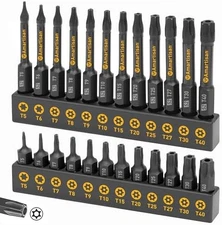 24-Piece Torx Bit Set S2 Steel T5-T40 Security Fastener
