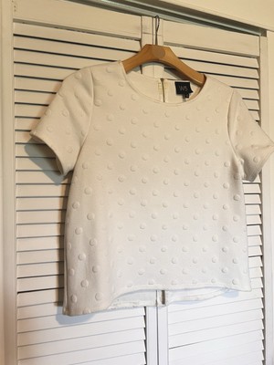 W5 Women s Size Medium M Shirt Top Blouse Short Sleeve Boxy Polka Dot White