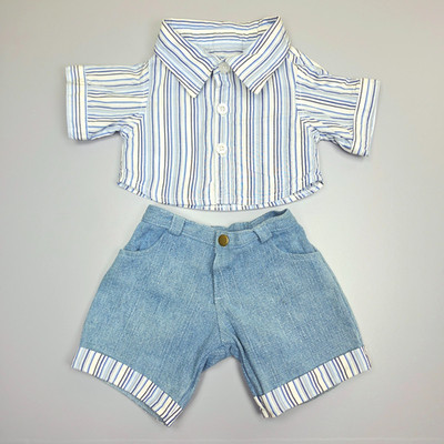Bear Factory blau gestreiftes Shirt Top und Denim Jeans Outfit Set