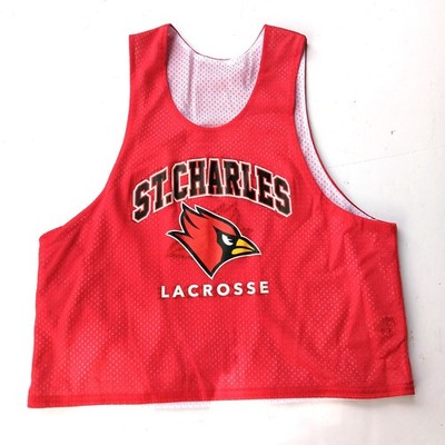 St. Charles Cardinal Lacrosse Pinnie reversible XL  red & White tank mesh jersey
