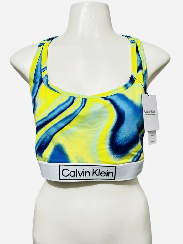 Calvin Klein Reimagined Heritage Pride Unlined Bralette White/Blue/Green Size XL - Image 2 of 4