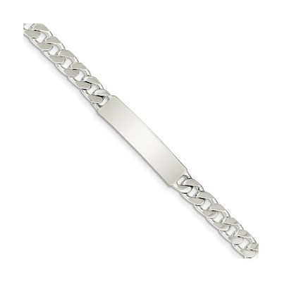 Solid 925 Sterling Silver Engravable Curb Cuban Link ID Bracelet Engravable I...