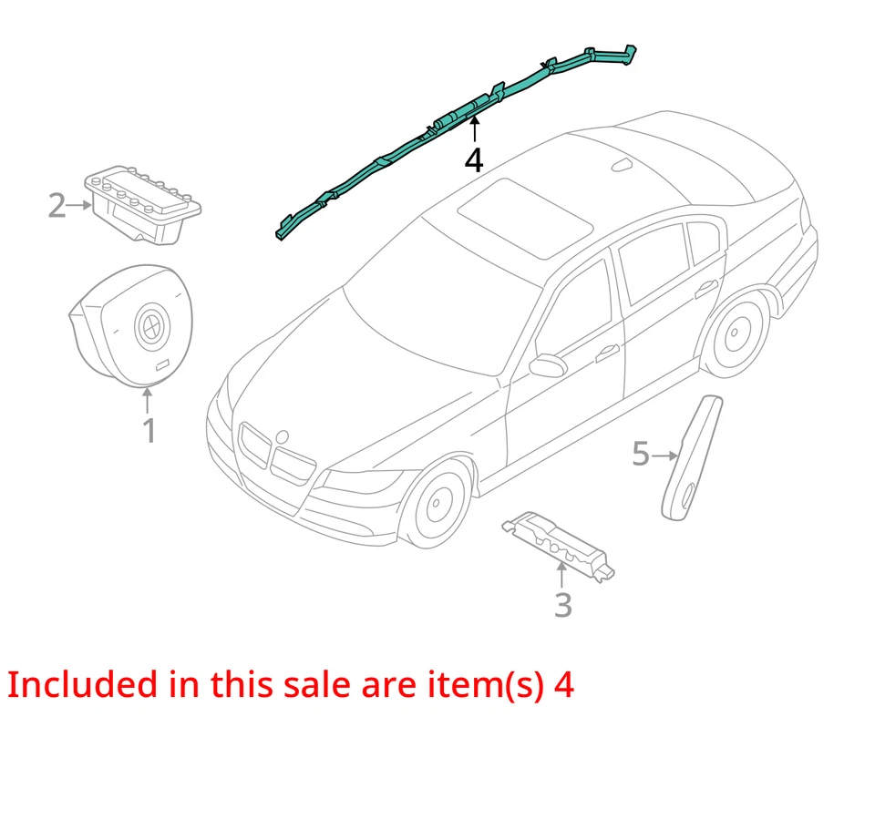 BMW 328i GT 2014-2016 airbag cortina techo pasajero derecho OEM Foto 4 de 4