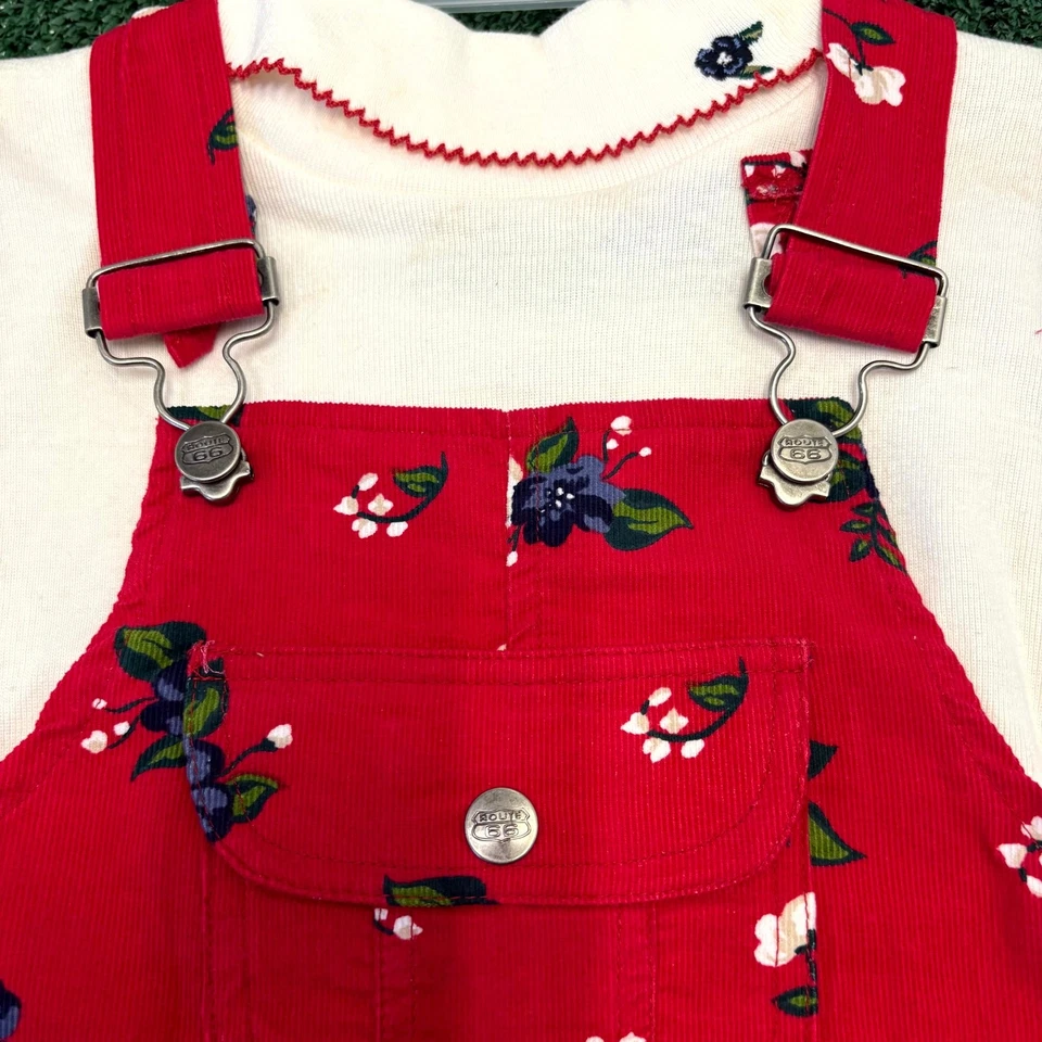 Conjunto de Vestido y Body Jersey Route66 Li'l 66 Vintage Años 90 Niñas 5T Rojo Floral Foto 2 de 4